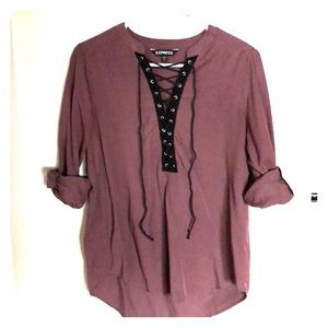 Mauve tie-up shirt